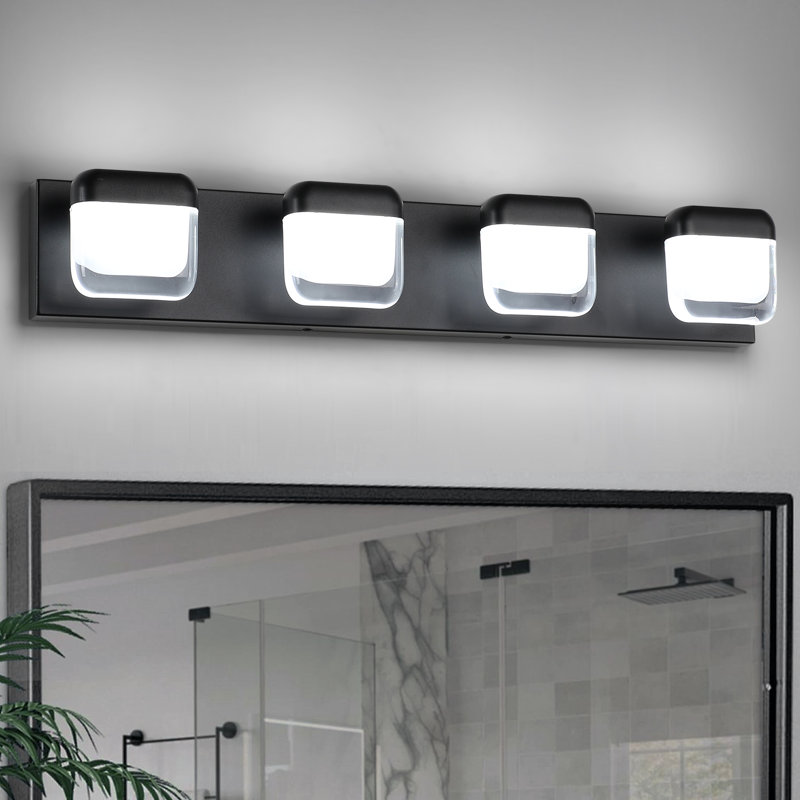 Éclairage pour meuble-lavabo à DEL Rardin avec abat-jour en acrylique transparent, haute transmittance et intensité variable 5500K