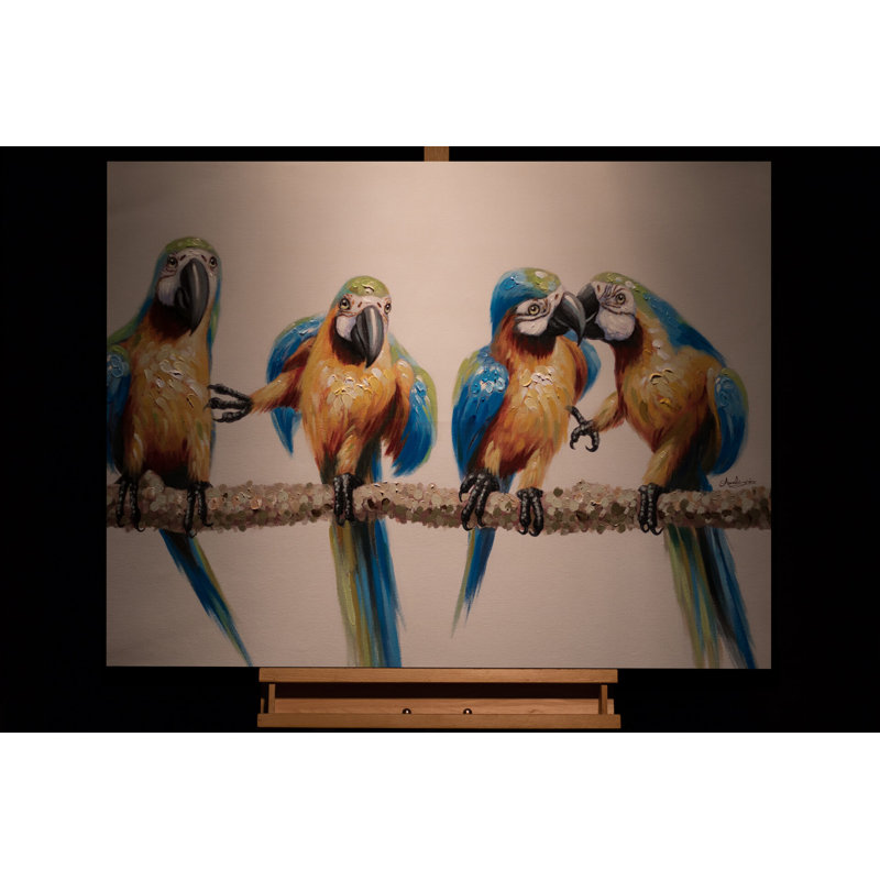 Hand -painted acrylic painting Parrot Party