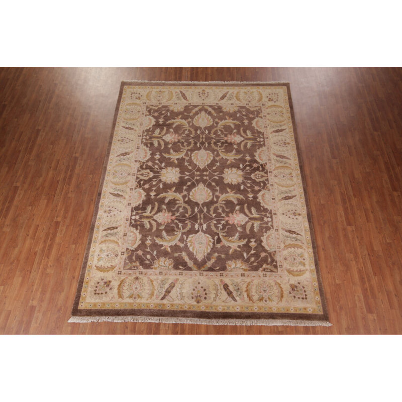 Tapis oriental brun à motif floral Chobi Peshawar 9 x 12