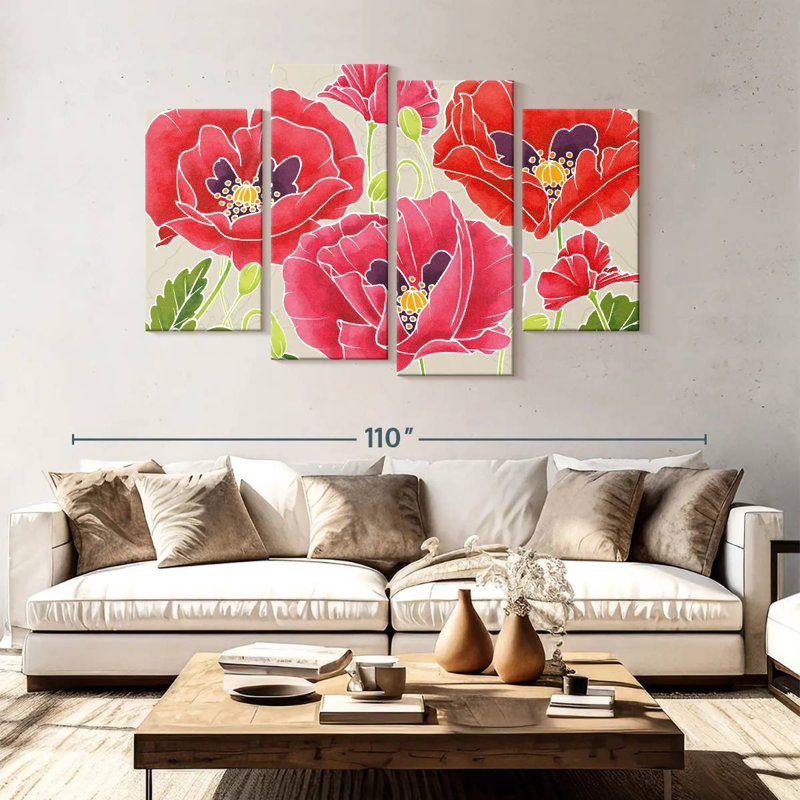Kerner Sunshine Poppies, 54" H x 84" W