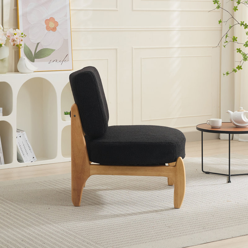 Teddy Armless Leisure Accent Chair, Black Teddy, Brown
