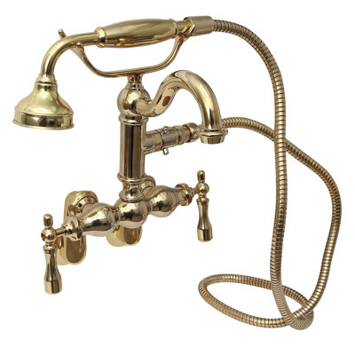 2 Handle Wall Clawfoot Tub Faucet with Diverter