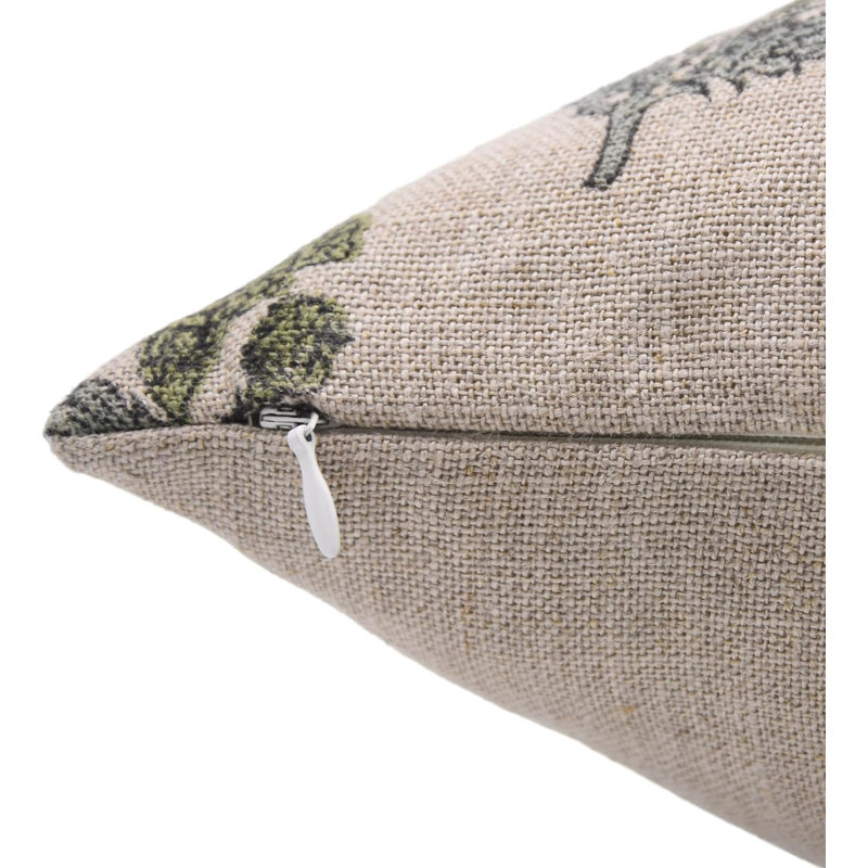 Block Print Throw Pillow Cover MNHGRTLSquare, Square 18", Green Floral 2