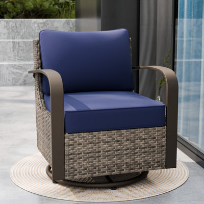 Patio Wicker Swivel Rocking Chairs with Cushions