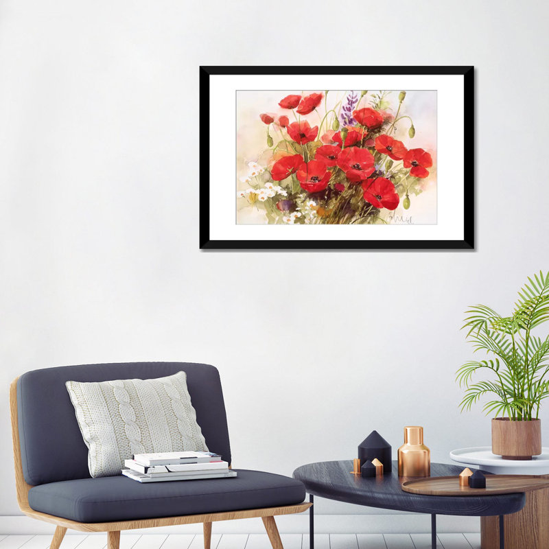 «Flower Composition III», reproduction sur toile, Papier d'art encadré noir, Blanc, H 24 po x l 32 po x P 1 po