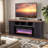 70" W Manufactured Wood Ribbed TV Stand with Electric Fireplace 