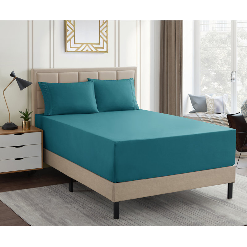 Queen Teal Extra Deep Pocket Microfiber Sheet Set