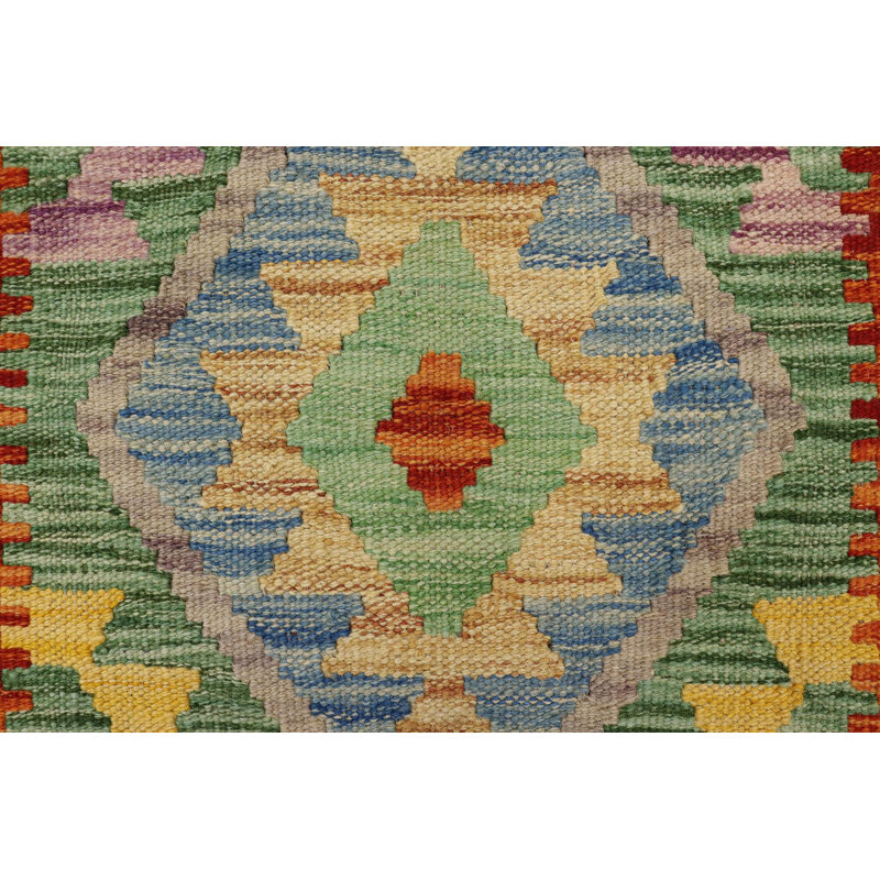 Tapis gris / vert / or en laine noué à la main Deyoung Southwestern