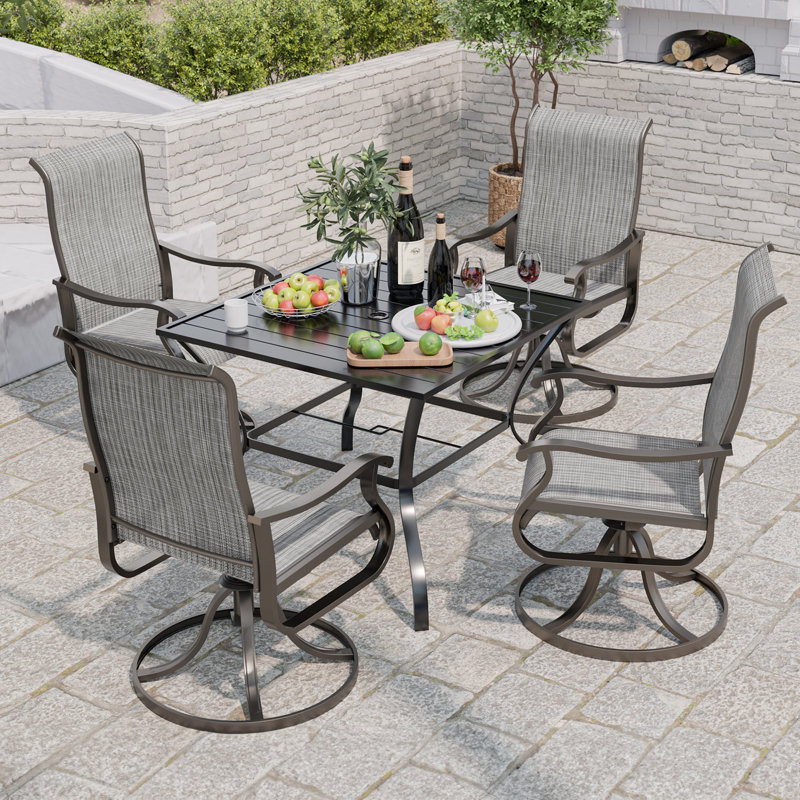  4 chaises de salle à manger pivotantes 360 ° 4 pièces - Ensemble de salle à manger de patio ergonomique pour la cour, le balcon et l'extérieur