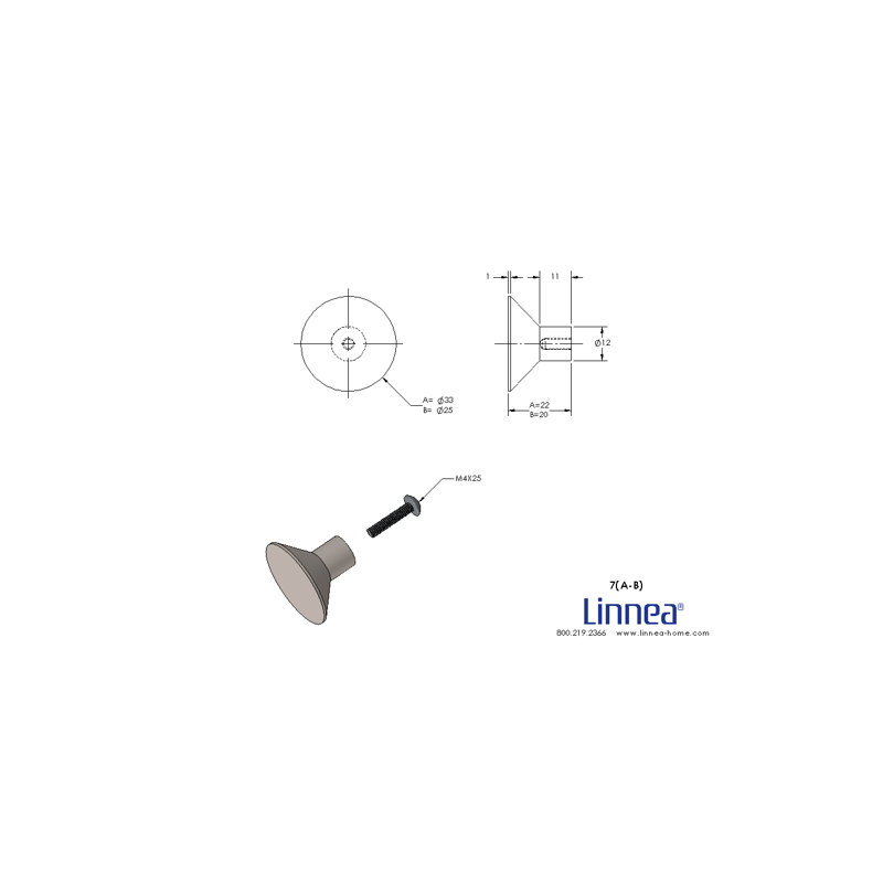 Conical Knob, Polished Stainless Steel