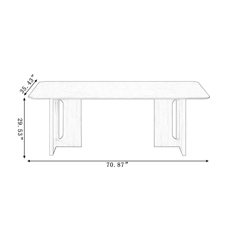Table de salle à manger rectangulaire, H 29,53 po x L 70,87 po x l 35,43 po