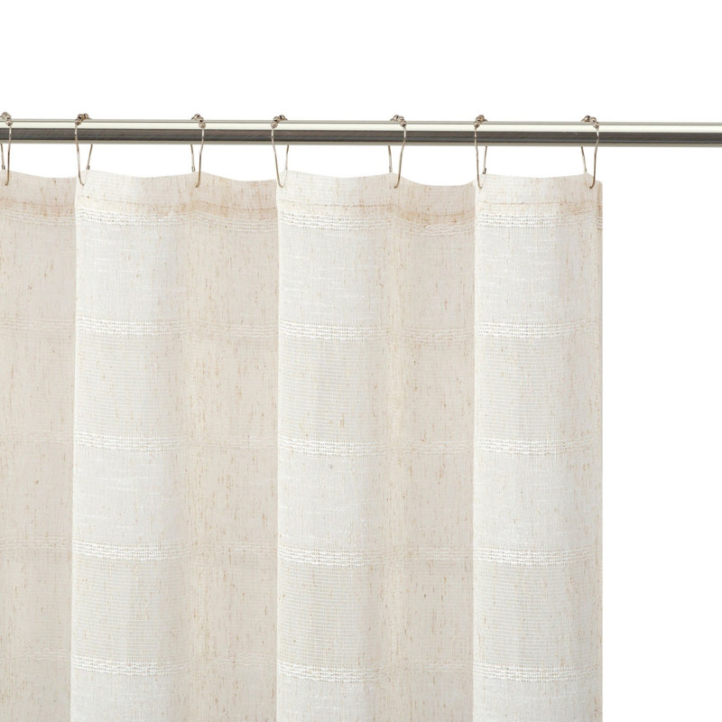 Rideau de douche rayé en polyester brodé, Crème