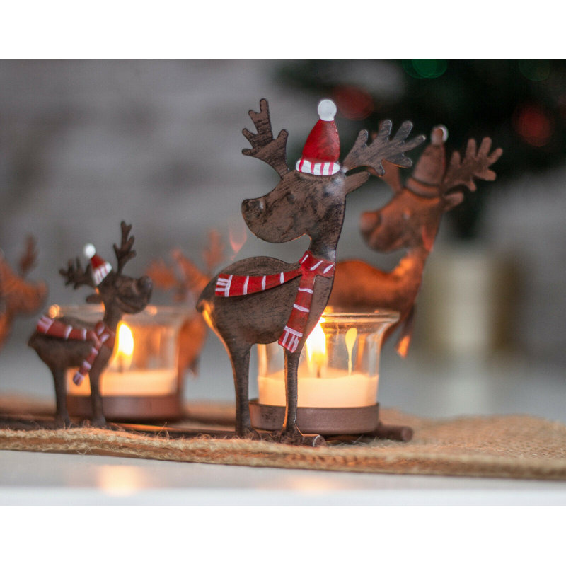 4 Piece Metal Tabletop Tealight Holder Set