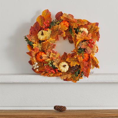 Lighted Mixed Assortment Rattan 45 cm Artificial Wreath