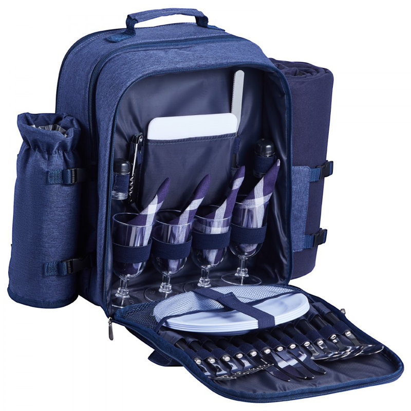 Sac à dos de plage pour 4 personnes avec compartiment glacière bleu marine