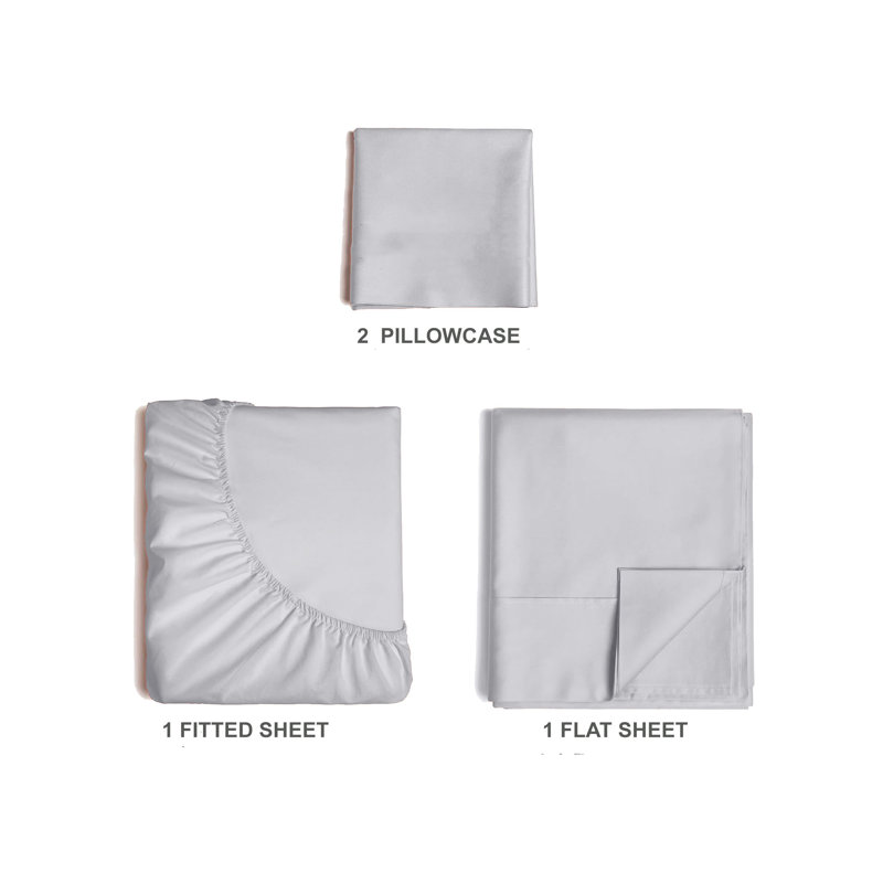  Ensemble de draps en rayonne de bambou 4 pièces Premium Luxury, Ensemble de draps pour taille de lit simple TG ave, Blanc