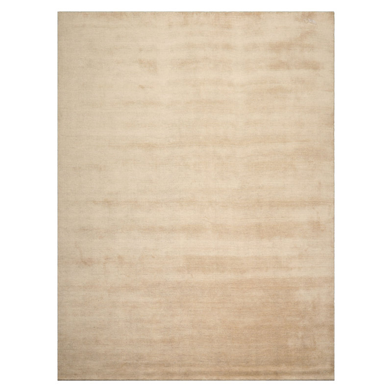 Tapis oriental beige en laine tissé à la main de style contemporain uni, Rectangle 9 pi x 12 pi