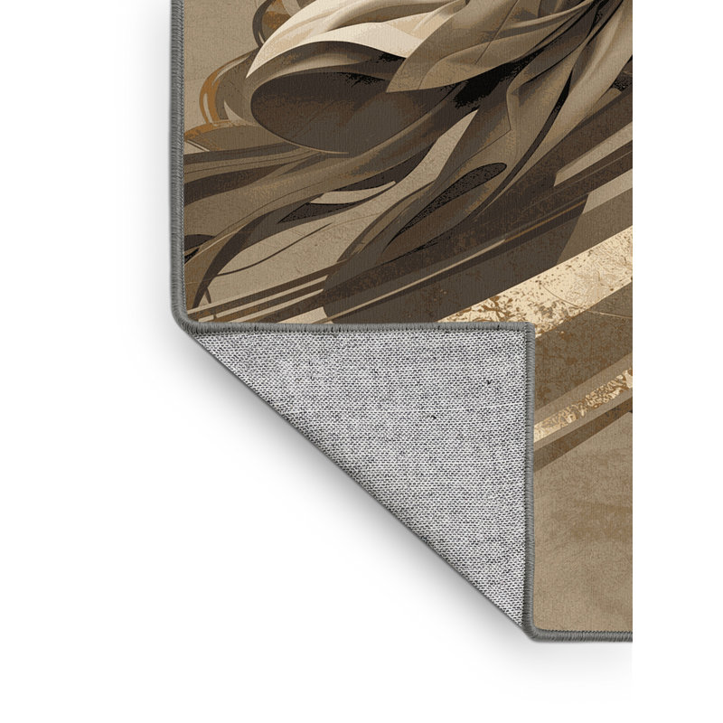 Tapis brun foncé et gris lavable à la machine Geisha avec Katana Posh & Luxe, 2 x 3