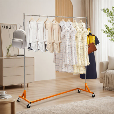 Portant à vêtements industriel de base en Z, support à vêtements en acier à roulettes réglable en hauteur avec roulettes verrouillables pour usage commercial