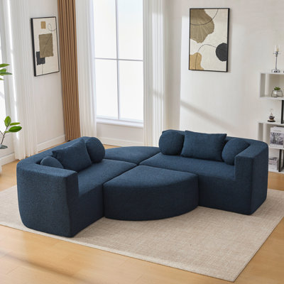 Canapé modulaire modulaire avec deux repose-pieds et coussin moelleux