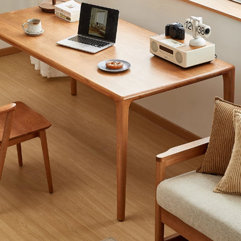 Minimalist All-solid Wood Rectangular Dining Table, 29.52"H x 78.74"L x 31.49"W, Brown