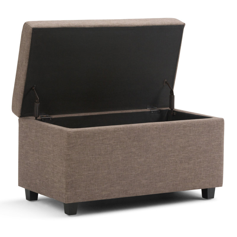 Fawn Brown Linen Rectangular Storage Ottoman Bench