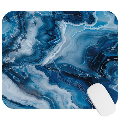 Abstract Blue Marble Crystal Geode I Modern Gaming Cute Office Laptop Desk Pad Gift Mat Square Rectangle Non-Slip Mousepad