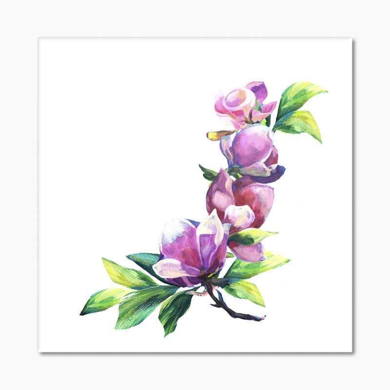 «Green and Pink Flower Arrangement IV», art mural traditionnel sur toile, H 16 po x l 16 po x P 1 po, Toile tendue