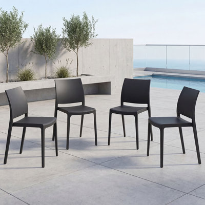 Ensemble de 4 chaises d'appoint en polypropylène Aspen Valley, salon contemporain et sièges de salle à manger