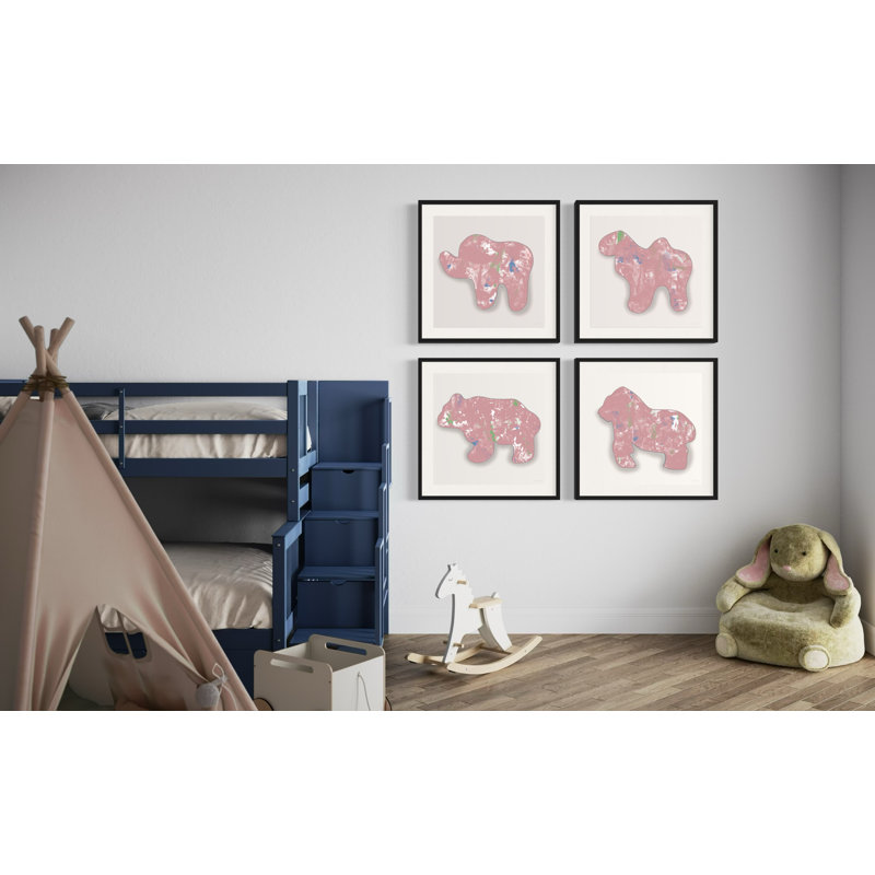 Bear Animal Cracker, Pink, Black