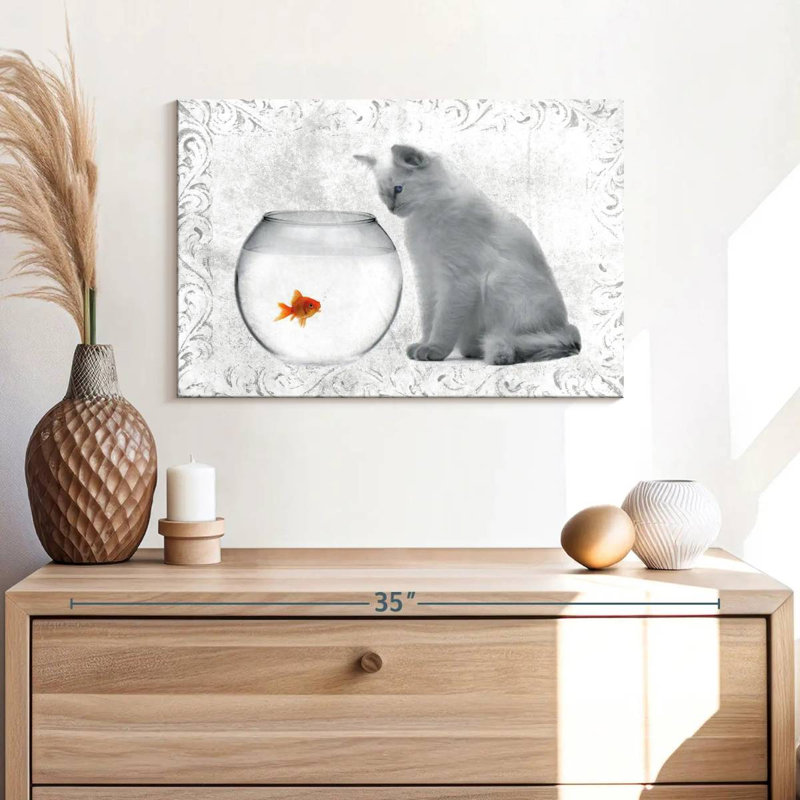 Goldfish And Cat, 16" H x 24" W
