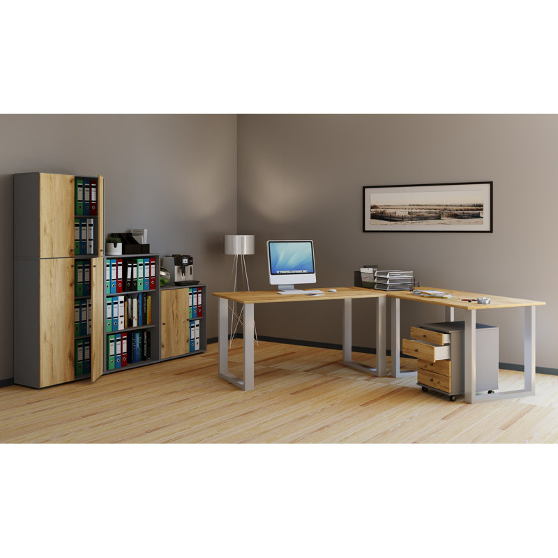 Raisha Writing Desk, 76cm H x 140cm W x 50cm D, Dark Brown/White