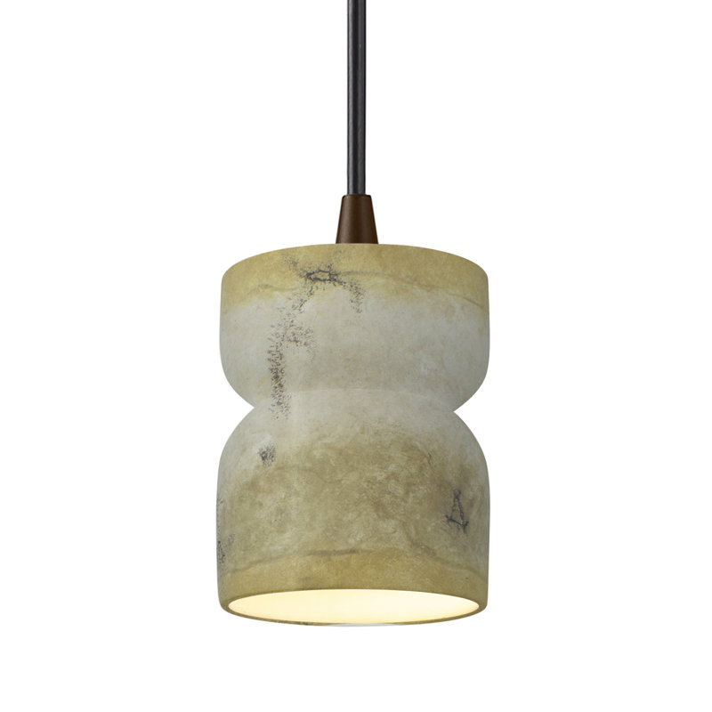 Luminaire suspendu en sablier Leni, Travertin Greco, Bronze foncé
