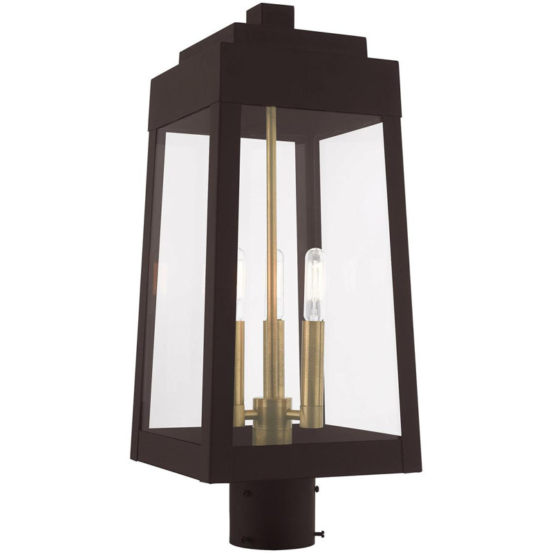 Luminaire suspendu 3 lumières avec abat-jour en verre bullé, H 20,38 po x l 8,25 po x P 8,25 po, Bronze clair noir