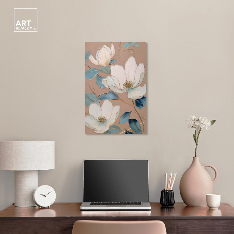Streaked Bloom Pastel Floral Wrapped Canvas Art, 24" x 16"