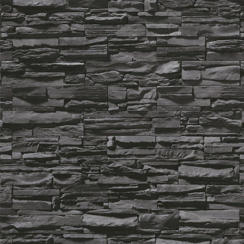 Black Stone Peel & Stick Wallpaper NP070