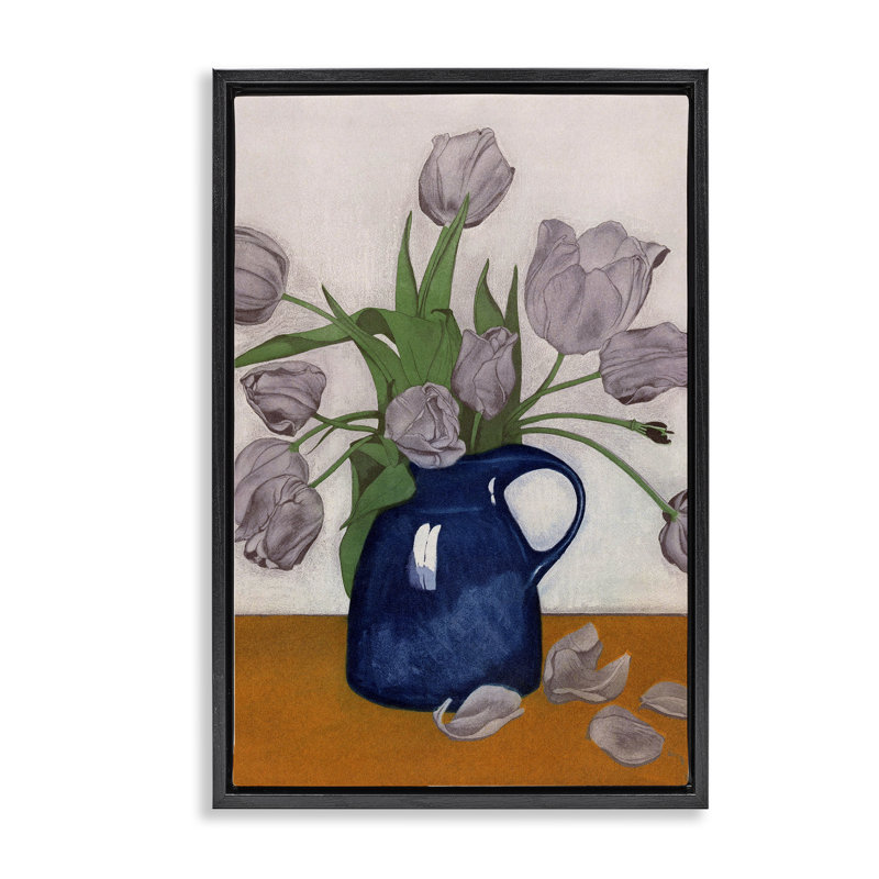 Toile flottante encadrée "Falling Tulip Petals" par Incado, H 25 po x l 17 po, Cadre flottant noir de jais