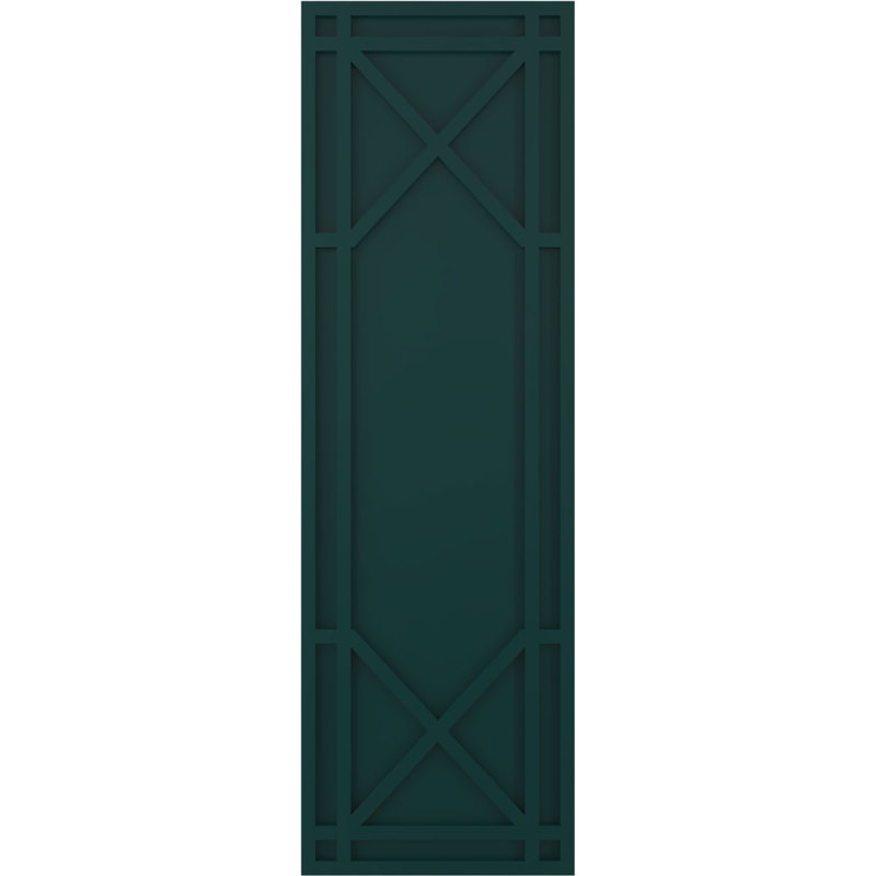 True Fit PVC Bungalow Fixed Mount Shutters, 12", Thermal Green, 52"