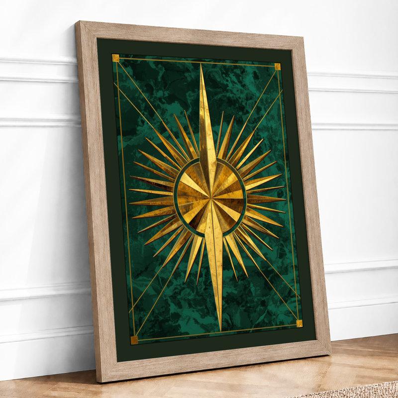 Gilded Star Geometric - Framed Print, A1 - 84.1 x 59.4 cm, Oak