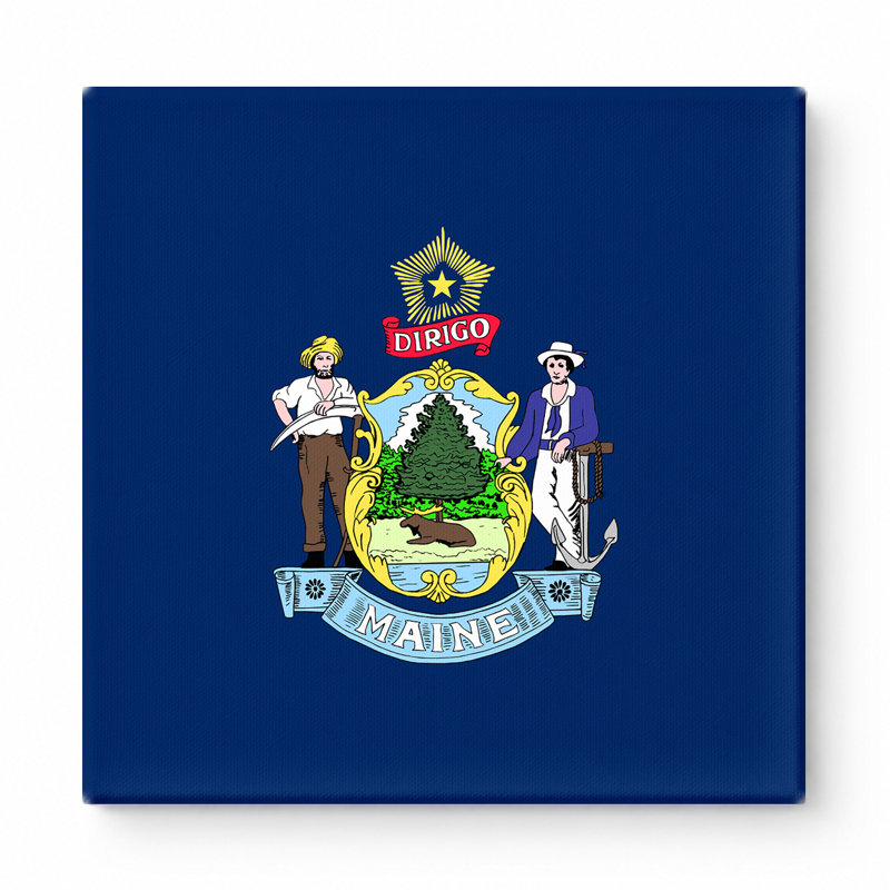 Drapeau d'État du Maine sur toile carrée, 8" W x 8" H