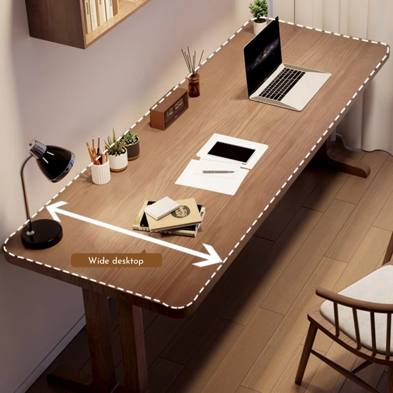 Bureau d'écriture rectangulaire en bois massif brun noisette, 29.53" H x 78.74" W x 23.62" D