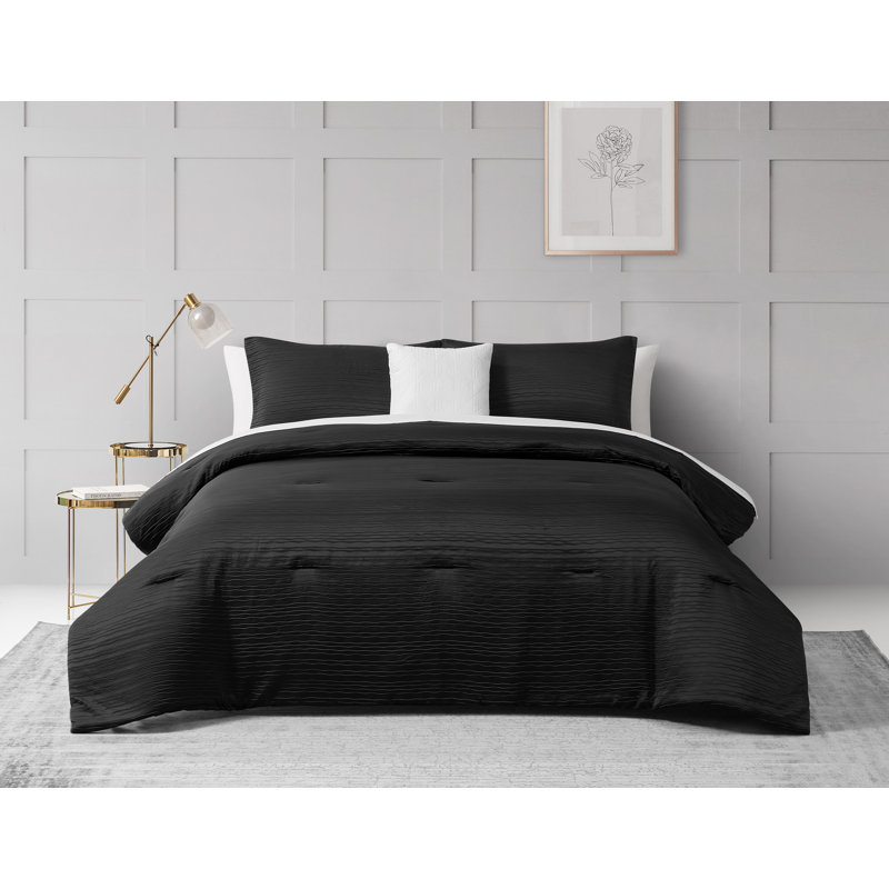 King Black Microfiber Reversible Bed in a Bag Set
