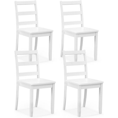 Ensemble de 4 chaises de salle à manger en bois blanc avec pieds en bois d'hévéa