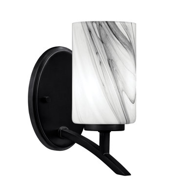 Kurve Uplight Wall Sconce With 4" Onyx Swirl Glass