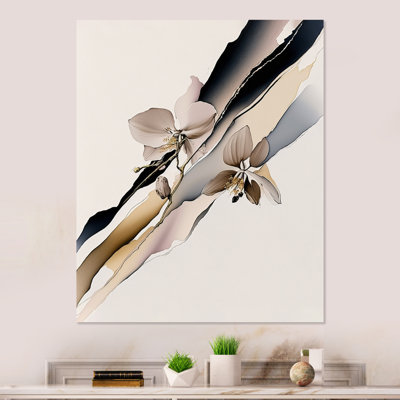 Beige Orchid Flowers Hyperrealistic V - Unframed Print on Metal