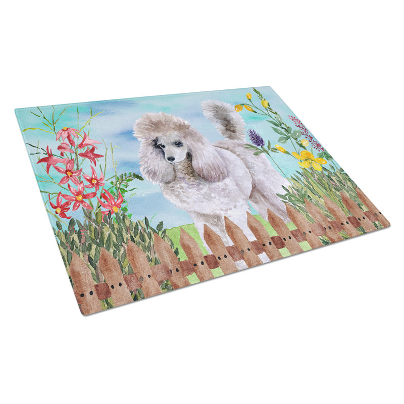 Planche à découper à ressorts en verre trempé caroline, Caniche