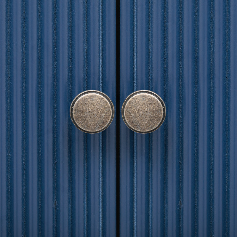 Sideboard Buffet with Vertical Line Design, Navy Blue