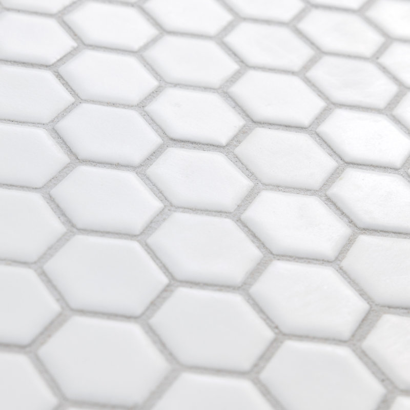 Hudson 1" x 1" Porcelain Honeycomb Mosaic Wall & Floor Tile, Matte White
