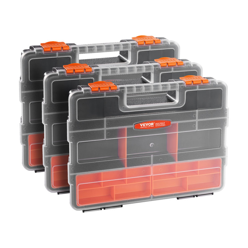 Single sided!3-Pack Small Parts Organizer 21-Compartment Organizer Box with Removable Divider