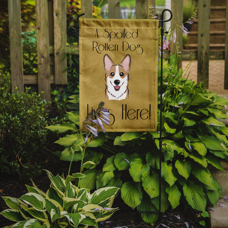 Drapeau de jardin à 2 côtés pour chien en vie, Corgi (vison)
